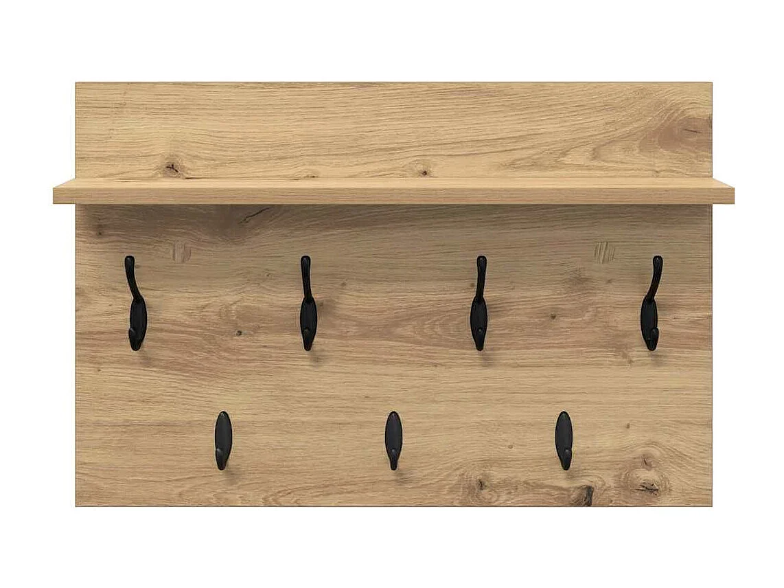 Handgemaakte eikenhouten wandkapstok 60 x 40 x 12 cm