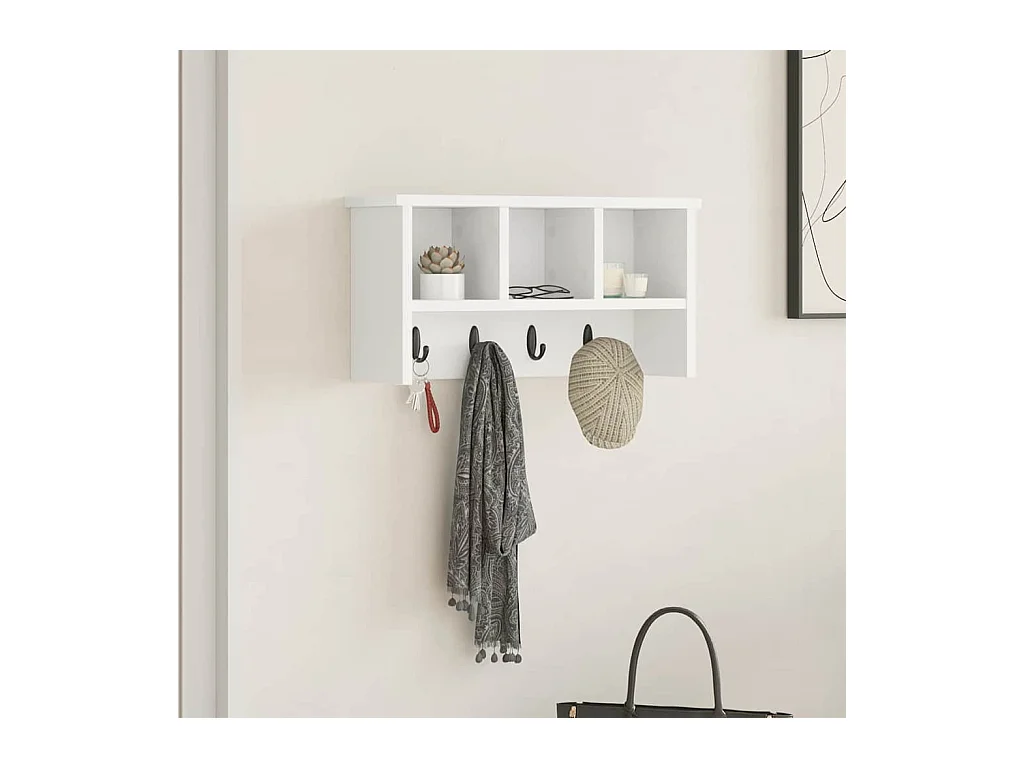 Perchero de pared Blanco 50 x 16 x 26 cm Madera de ingeniería