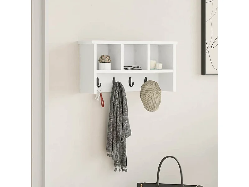 Porte-manteau mural Blanc 50 x 16 x 26 cm Bois d'ingénierie