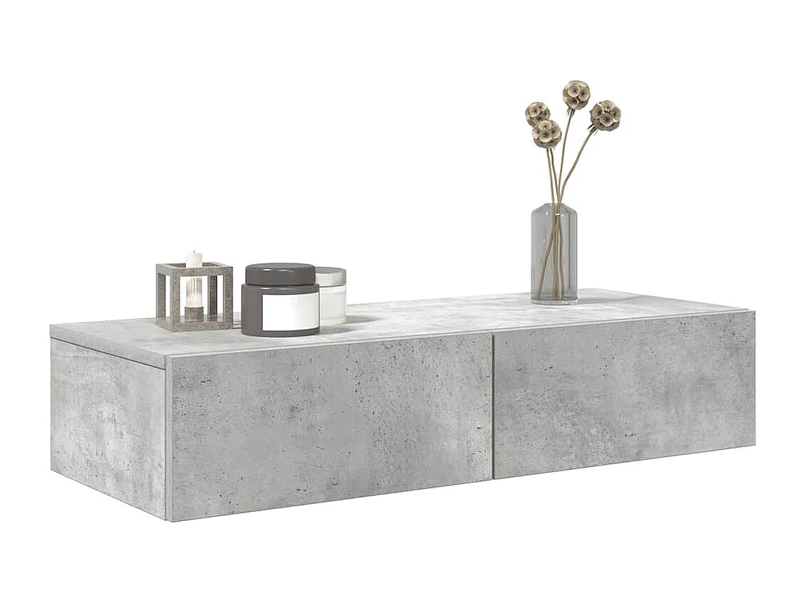 Étagère murale avec tiroirs gris béton bois d'ingénierie