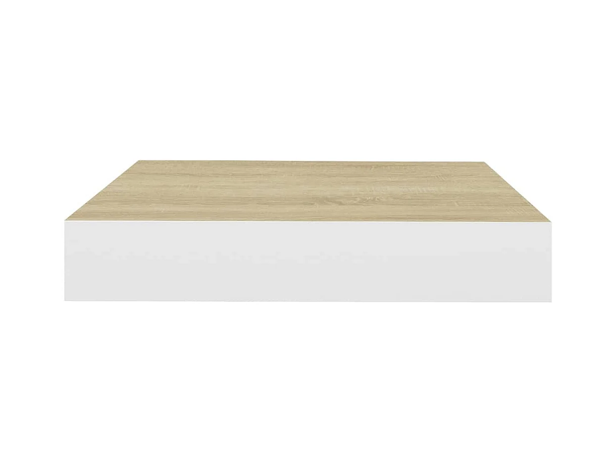 Estantes de pared 2 uds Roble y blanco 23x23,5x3,8 cm MDF