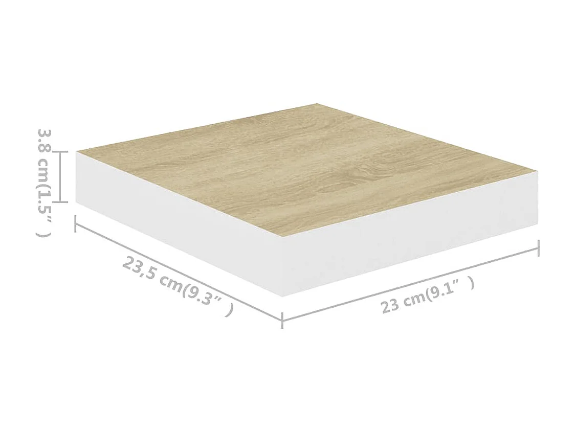 Estantes de pared 2 uds Roble y blanco 23x23,5x3,8 cm MDF