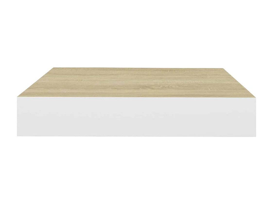 Wandplanken 2 stuks Eiken en wit 23x23,5x3,8 cm MDF