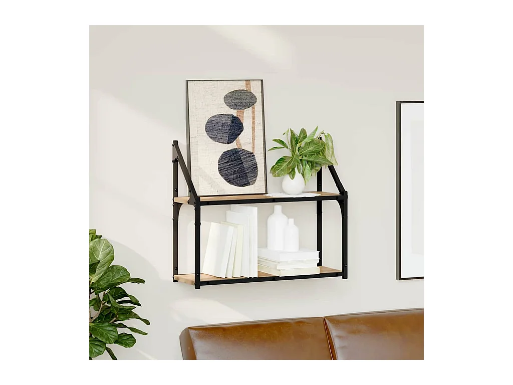 Estantería de pared con balda, roble artesanal, 60 x 21 x 51 cm