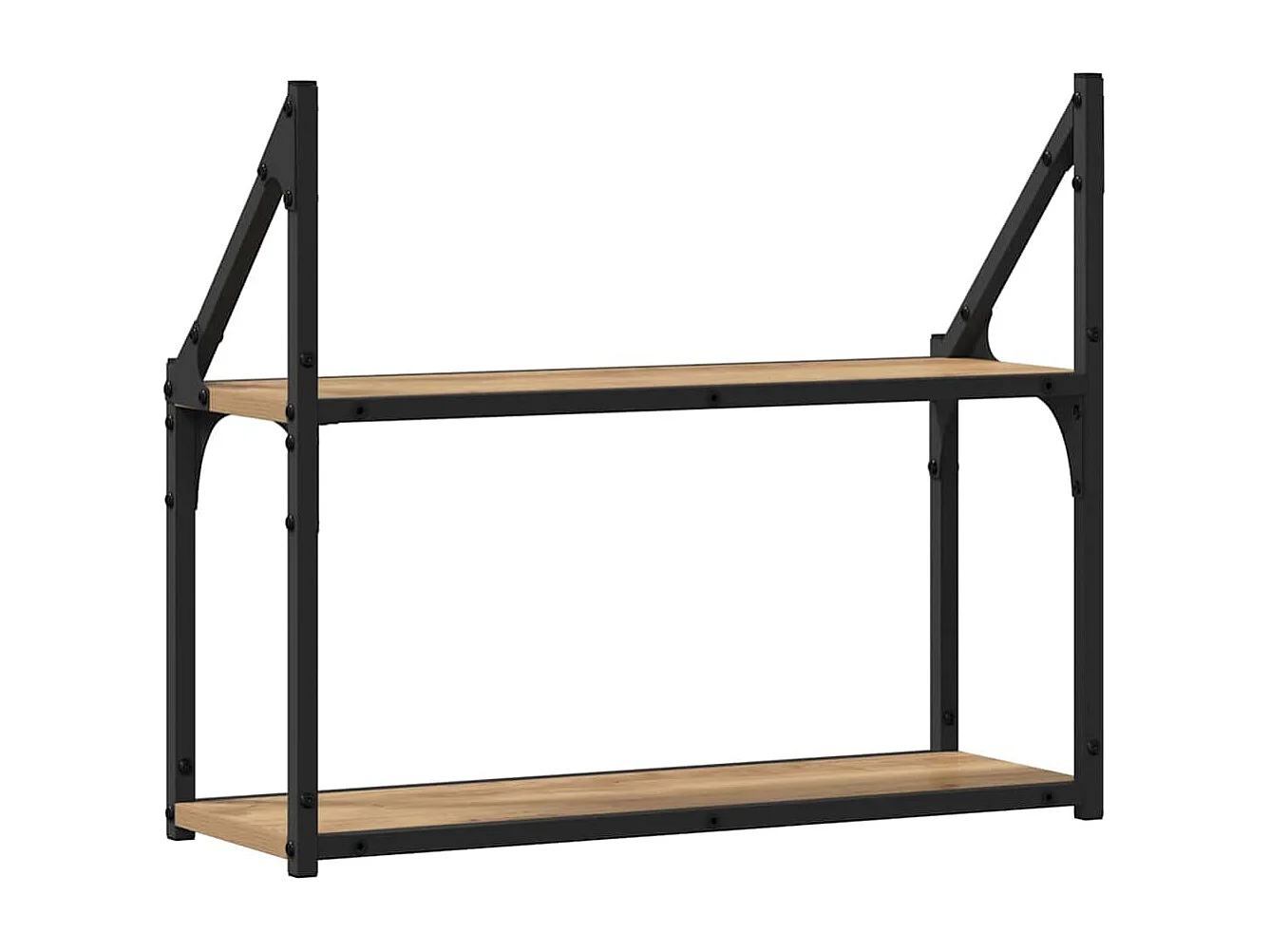 Wandplank met plank, handgemaakt eikenhout, 60 x 21 x 51 cm