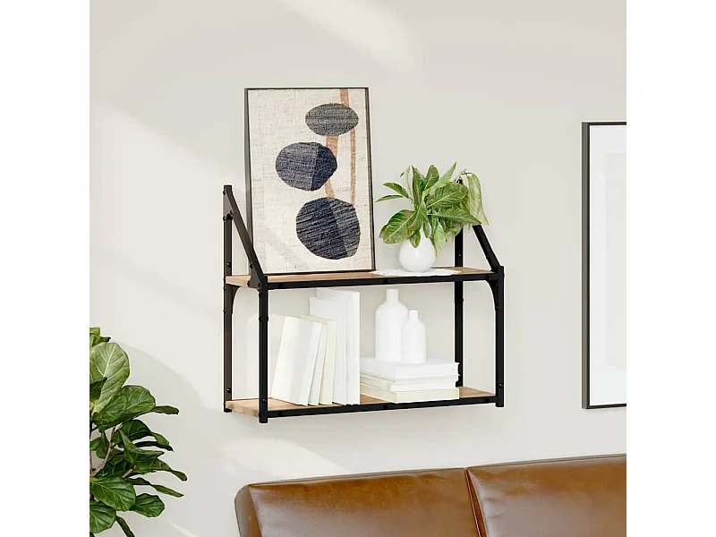 Estantería de pared con balda, roble artesanal, 60 x 21 x 51 cm