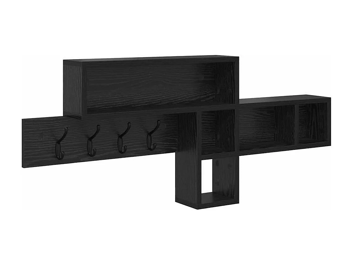 Wandkapstok met plank Zwart eiken 100 x 12 x 43,5 cm