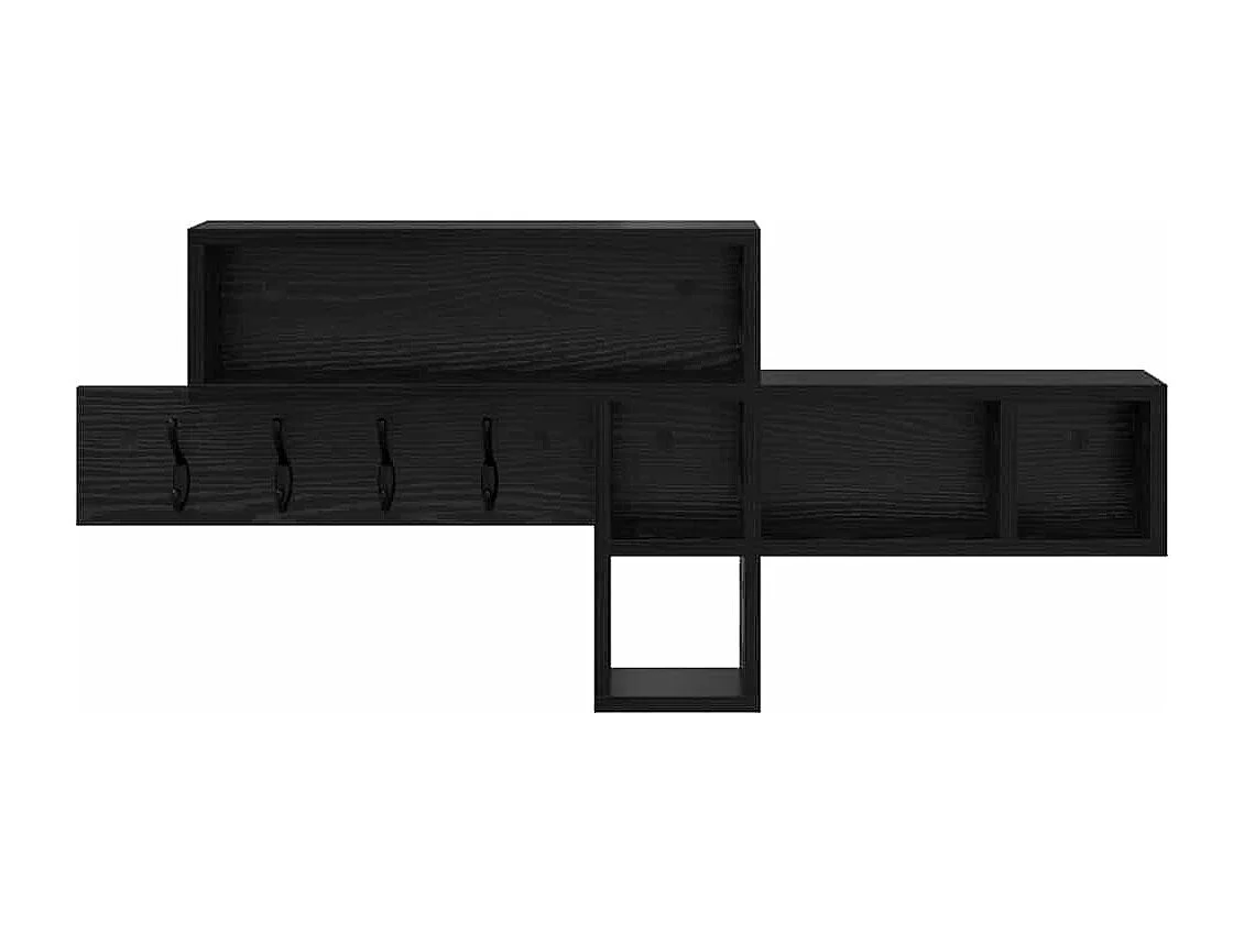 Wandkapstok met plank Zwart eiken 100 x 12 x 43,5 cm