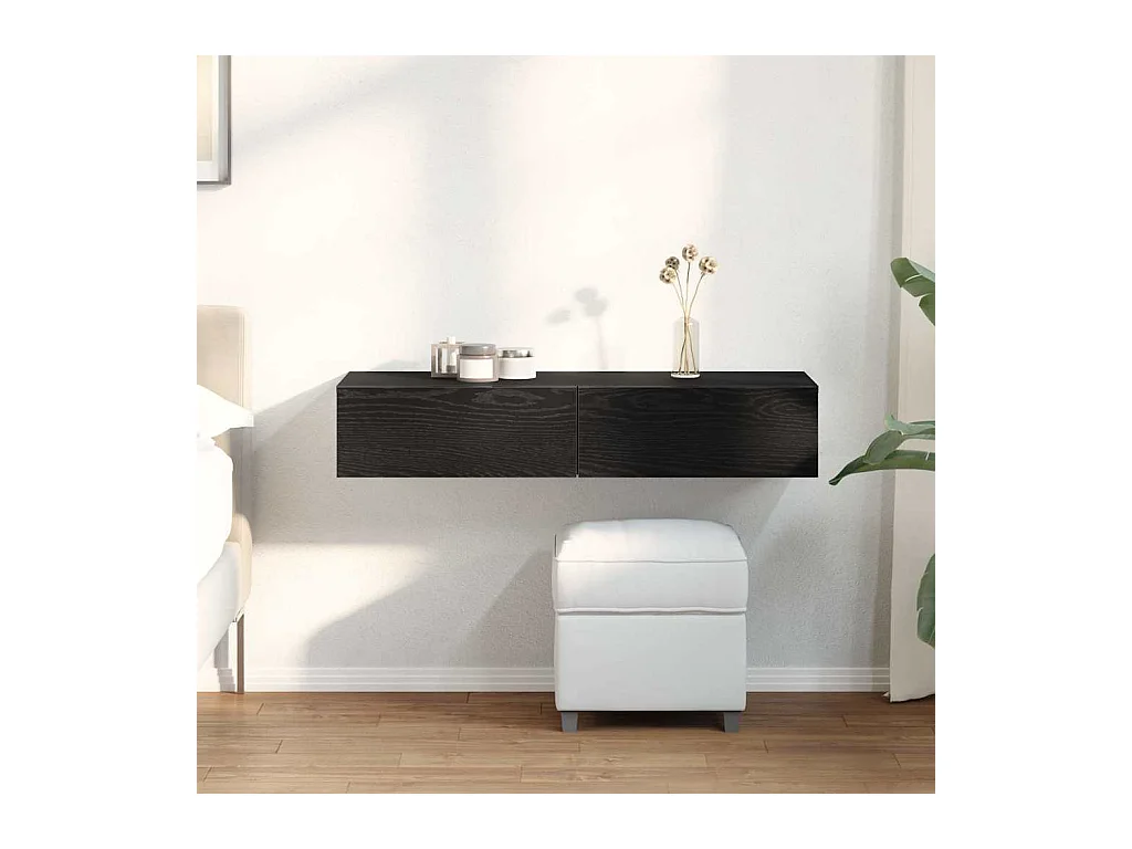 Mensola da parete con cassetti nera 100x36x19 cm in legno ingegnerizzato