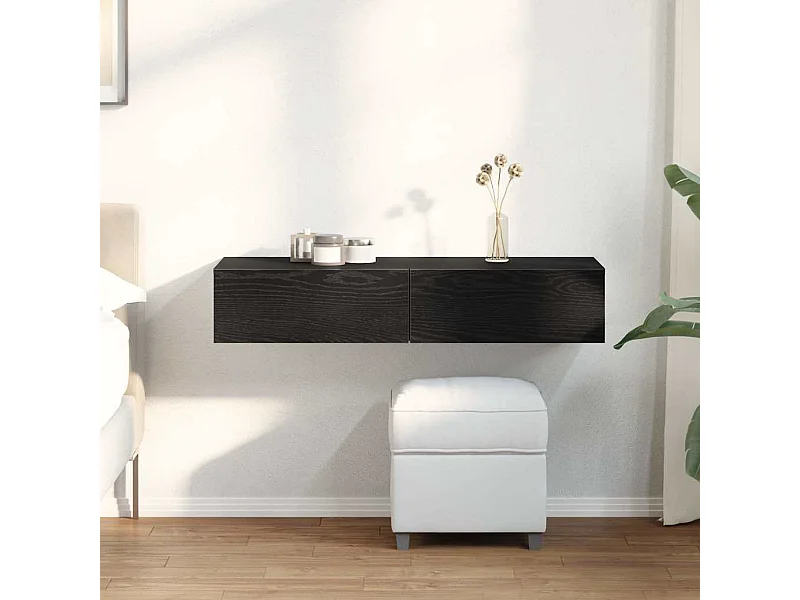 Étagère murale avec tiroirs noir 100x36x19 cm bois d'ingénierie