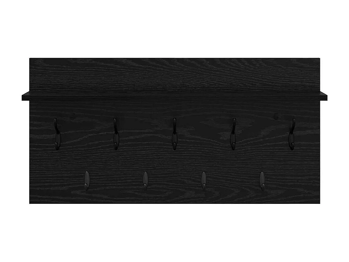 Appendiabiti da parete con ripiano Rovere nero 80 x 40 x 12 cm