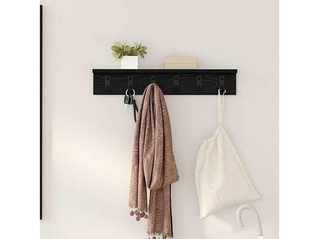Porte-manteau mural avec étagère Chêne noir 60 x 10.5 x 10.5 cm