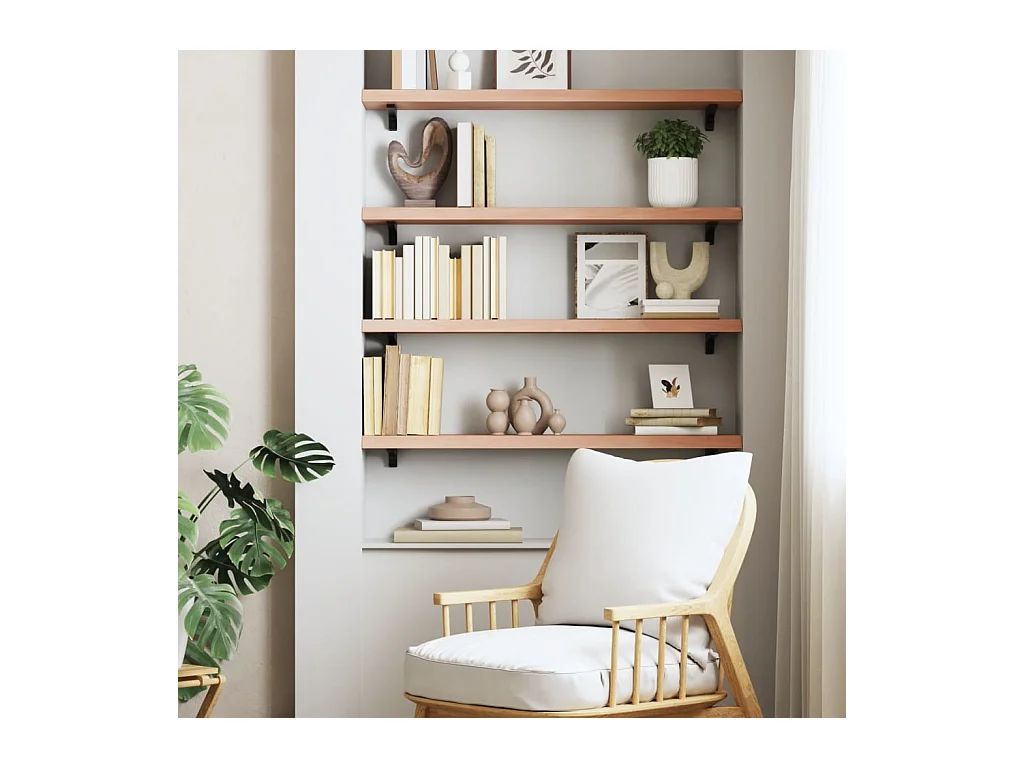 Lichtbruine wandplank 100x20x4cm massief behandeld eikenhout