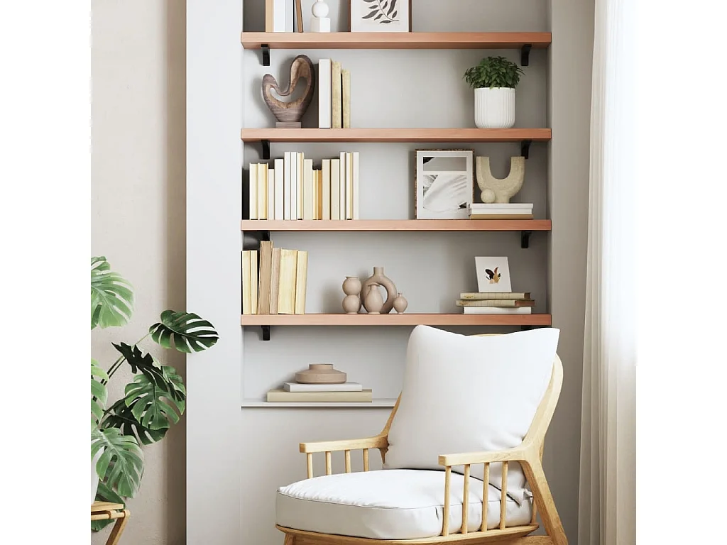 Étagère murale marron clair 100x20x4cm bois chêne massif traité