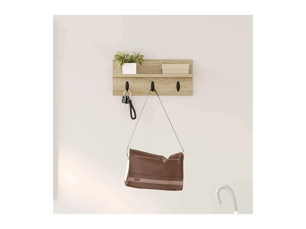 Perchero de pared con estante roble Sonoma 40 x 10,5 x 18 cm