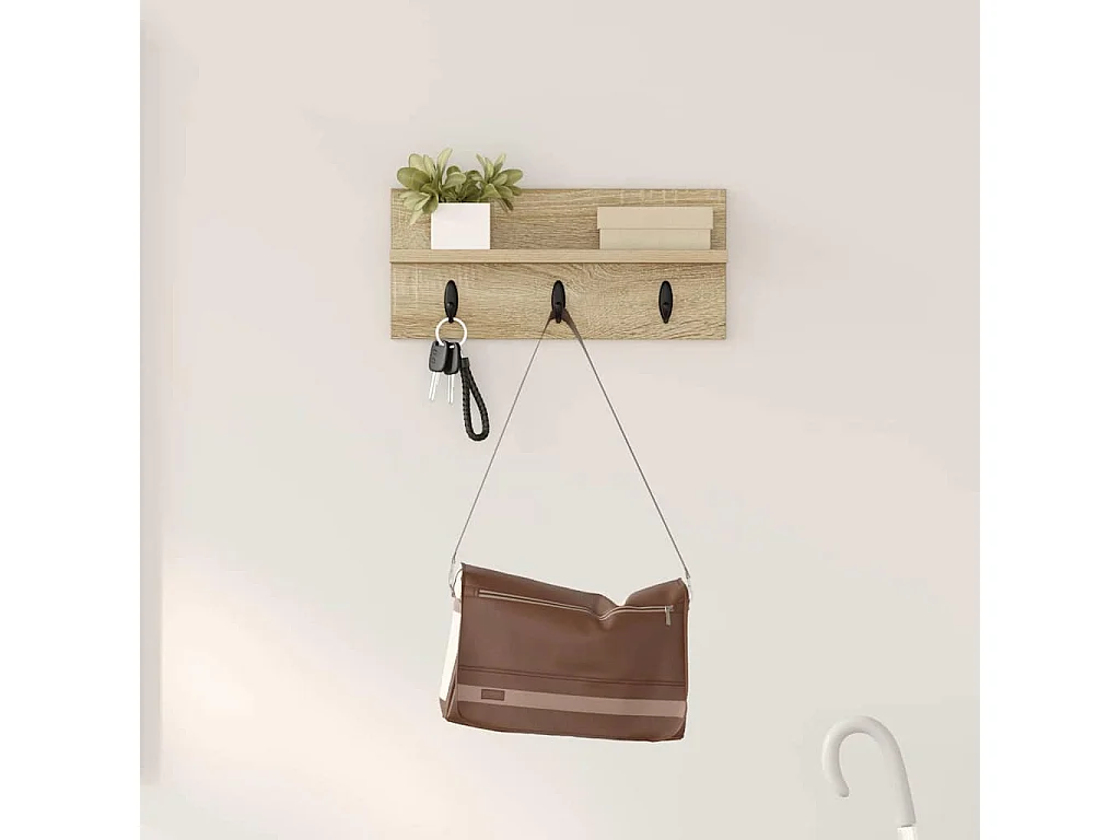 Perchero de pared con estante roble Sonoma 40 x 10,5 x 18 cm