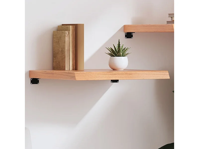 Étagère murale marron clair bois chêne massif traité