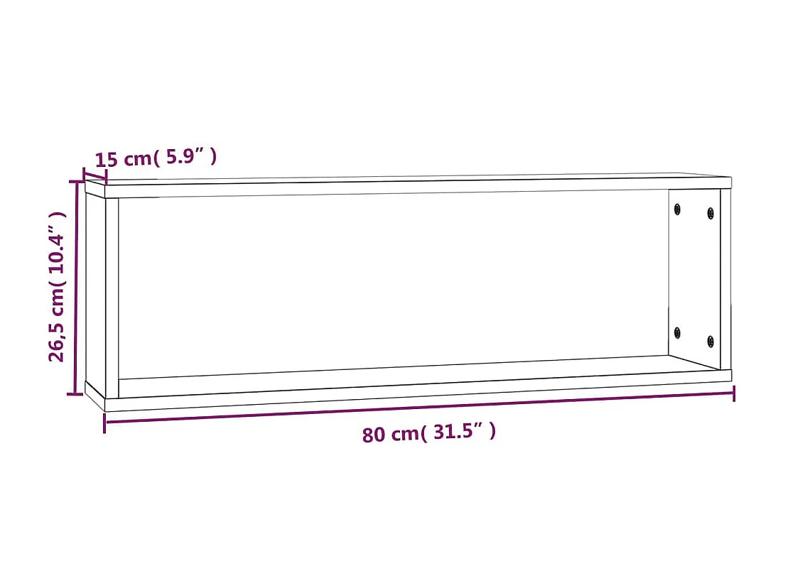 Estantería de pared cúbica de 4 piezas Sonoma gris 80x15x26,5 cm
