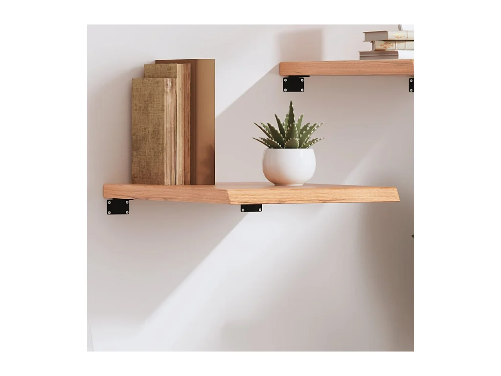 Estante de pared marrón claro en madera maciza de roble tratado