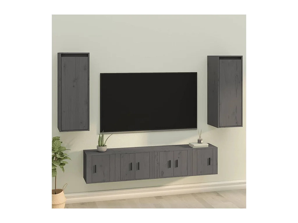 Pensili 2 pz Grigio 30x30x80 cm Legno massello di pino