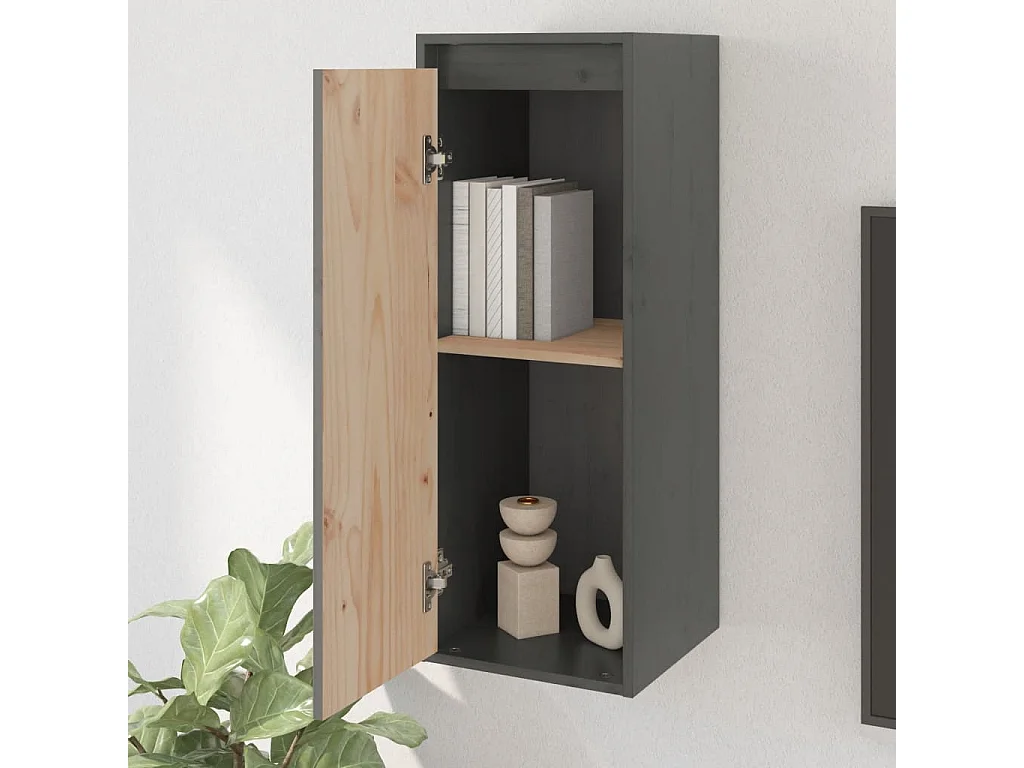 Pensili 2 pz Grigio 30x30x80 cm Legno massello di pino