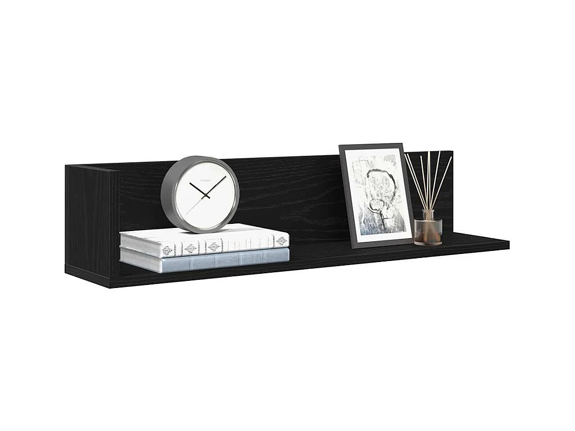 Wandplanken 2 stuks zwart 75x16,5x16,5 cm bewerkt hout