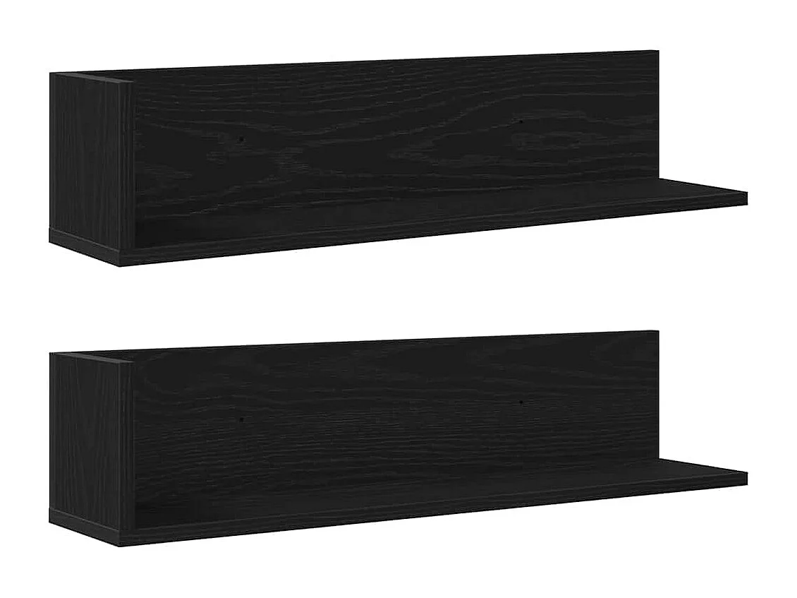 Estantes de pared 2 piezas negro 75x16,5x16,5 cm madera de ingeniería