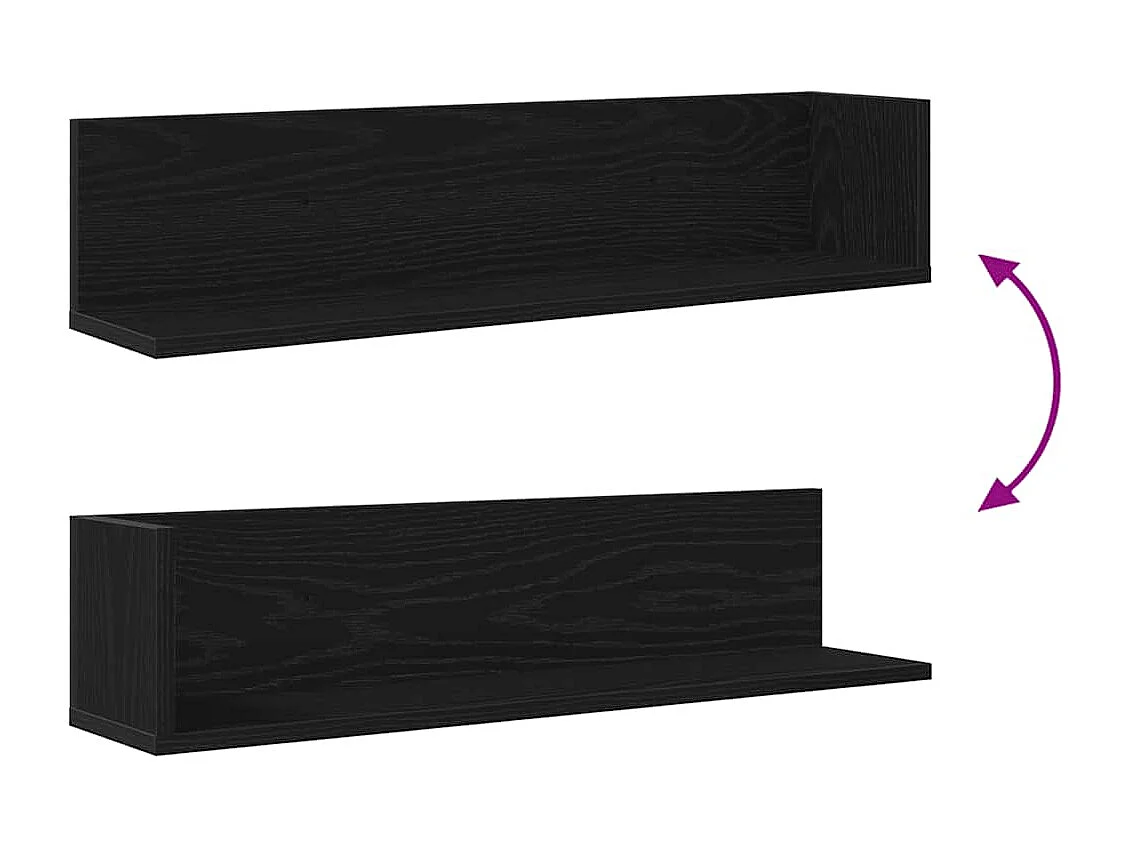 Estantes de pared 2 piezas negro 75x16,5x16,5 cm madera de ingeniería