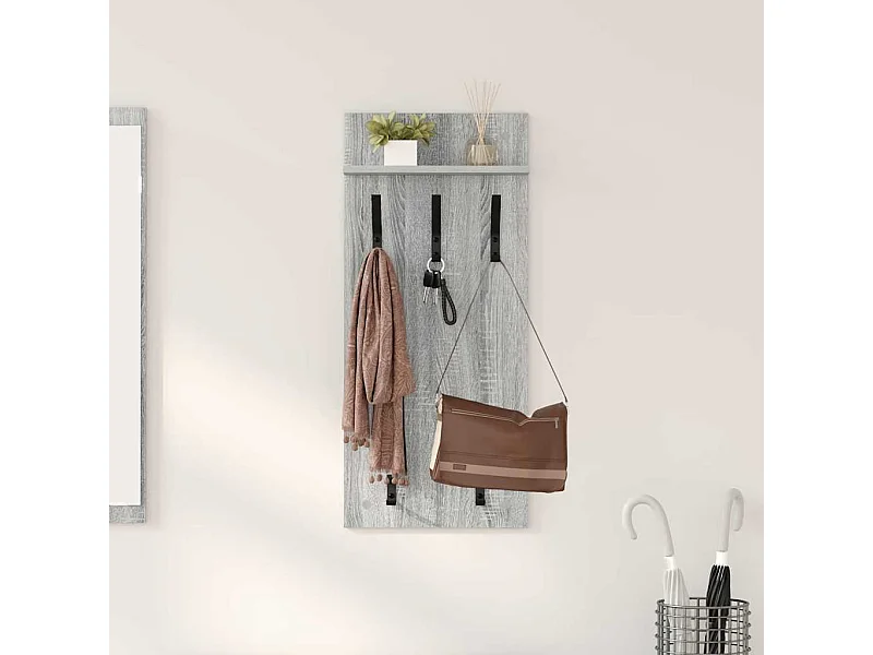 Sonoma wandkapstok met plank, grijs, 90 x 40 x 10 cm