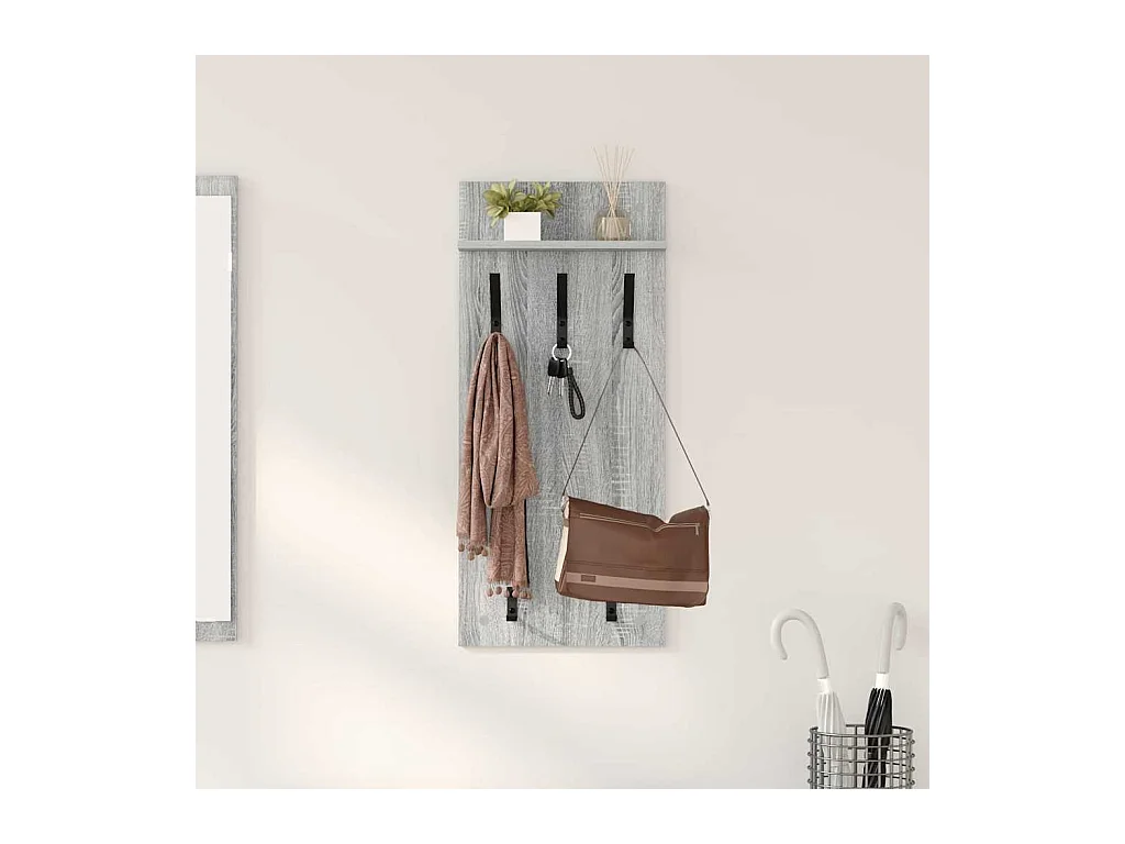 Perchero de pared con estante Sonoma, gris, 90 x 40 x 10 cm