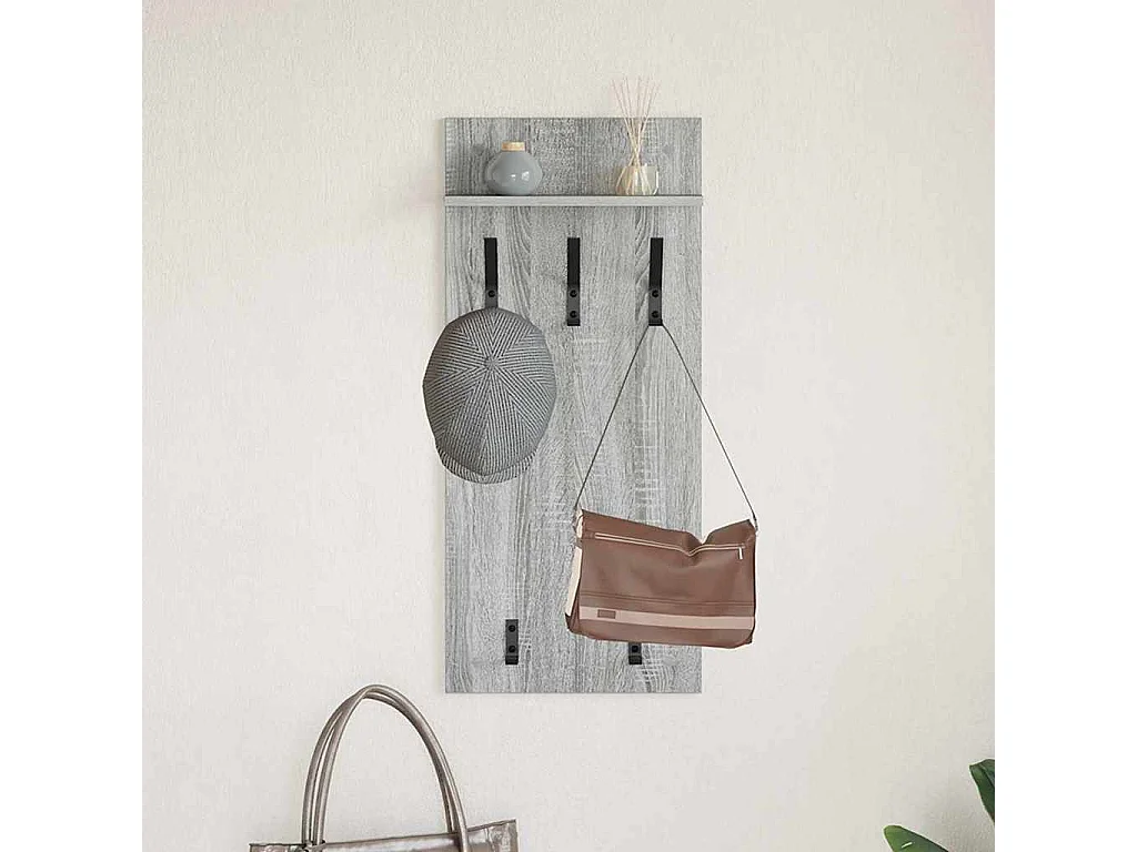 Appendiabiti da parete Sonoma con ripiano, grigio, 90 x 40 x 10 cm