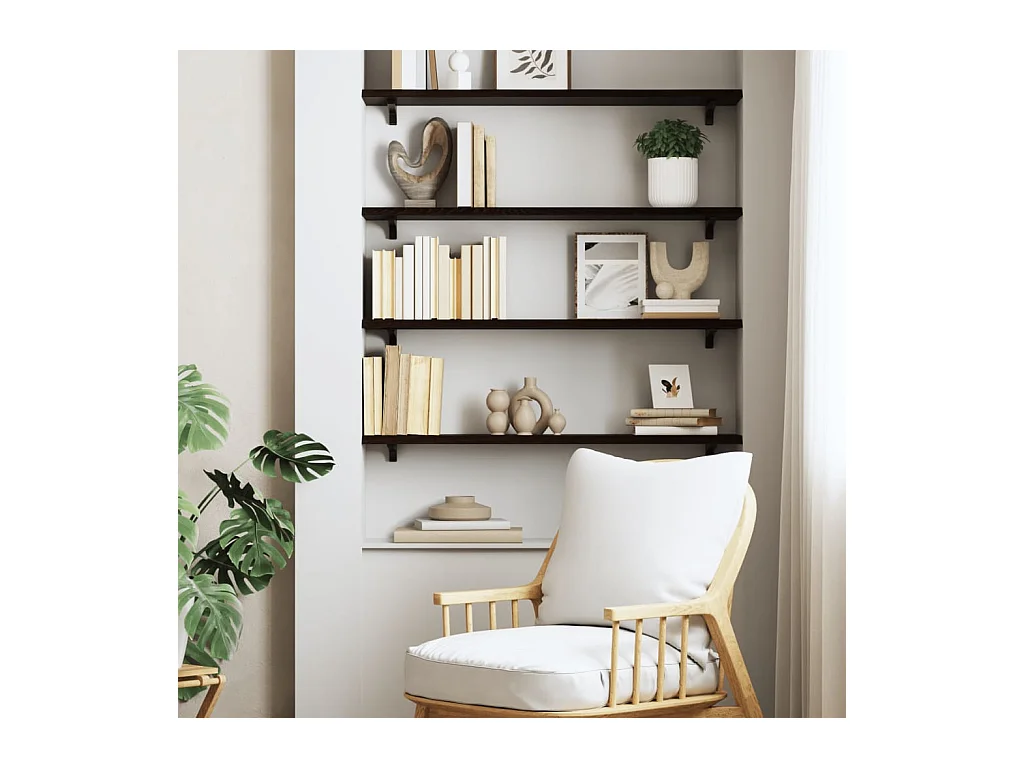 Estante de pared marrón oscuro 80x20x2 cm madera maciza de roble tratado