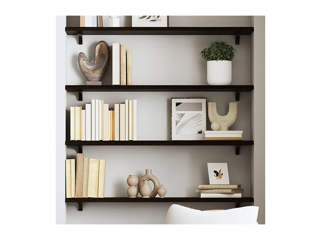 Étagère murale marron foncé 80x20x2 cm bois chêne massif traité