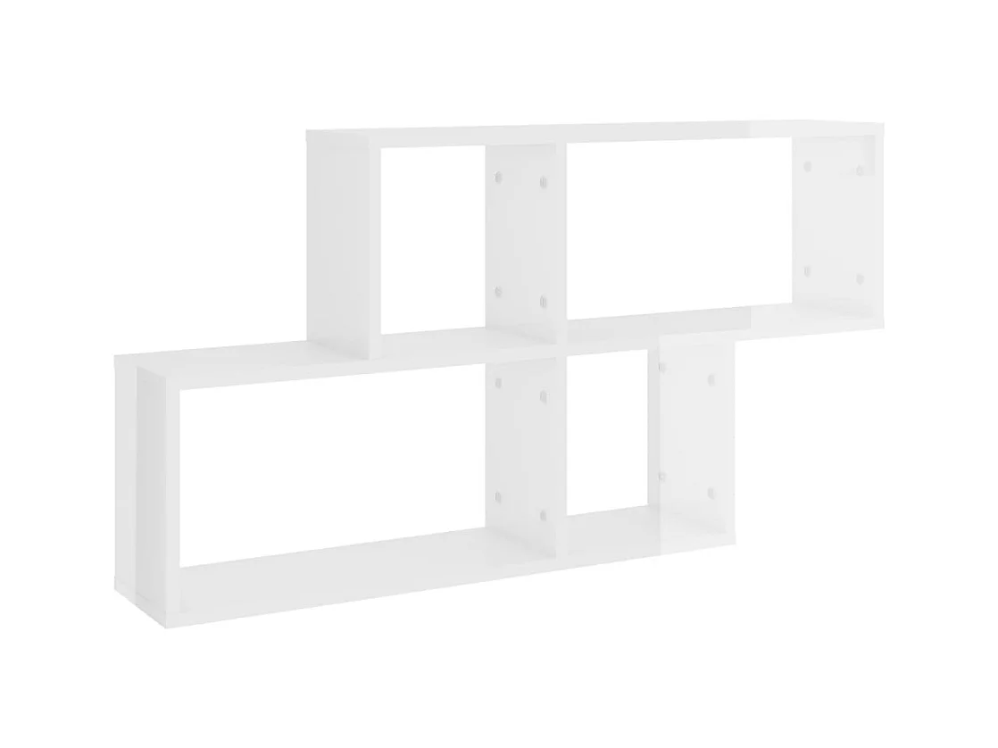 Estante de pared Blanco brillo 100x18x53 cm Madera de ingeniería