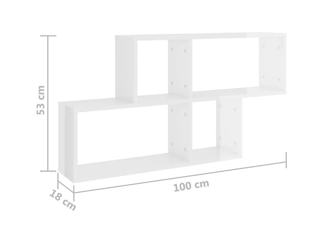 Estante de pared Blanco brillo 100x18x53 cm Madera de ingeniería