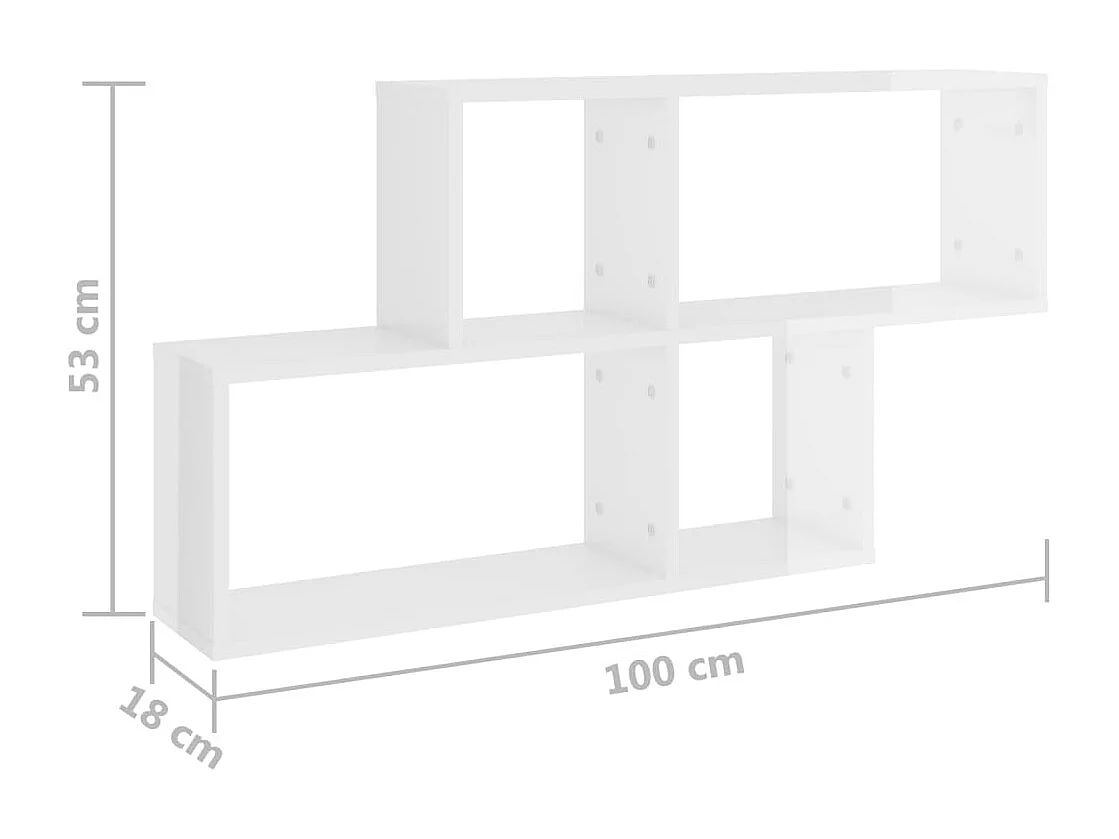 Estante de pared Blanco brillo 100x18x53 cm Madera de ingeniería
