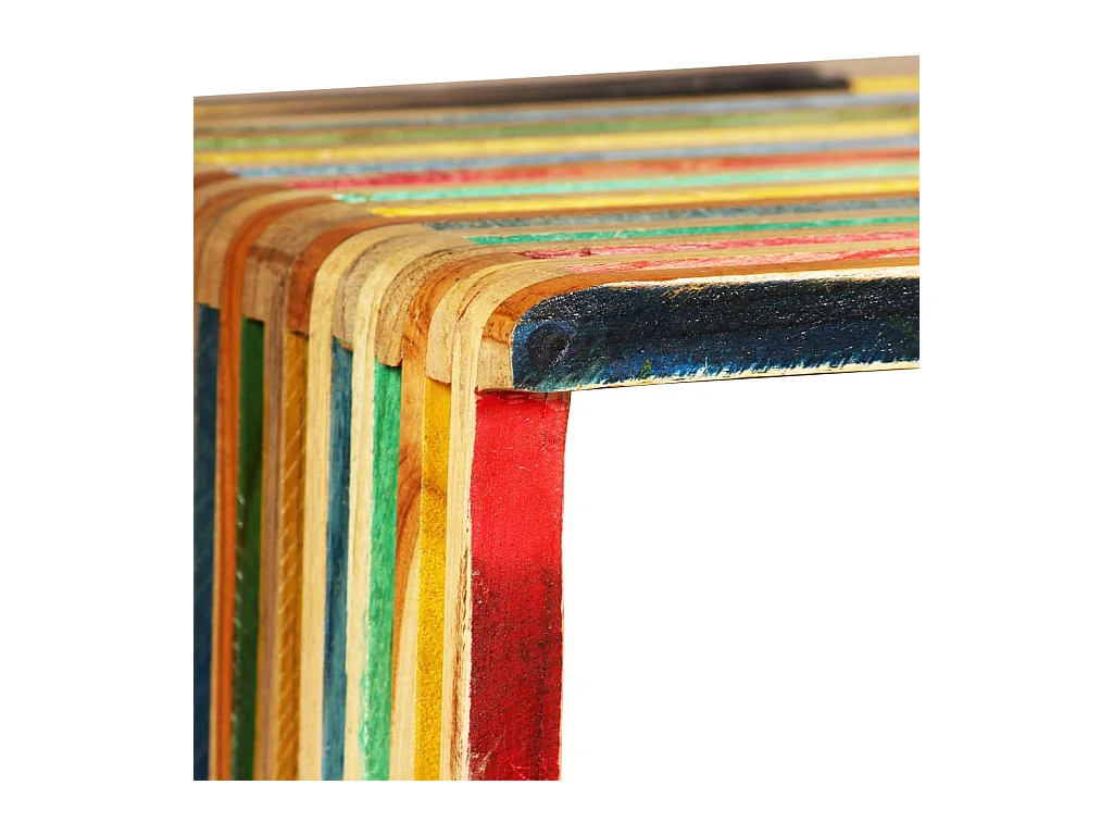 3-delige wandplankenset, massief gerecycled teakhout, veelkleurig