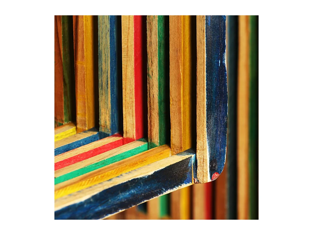 3-delige wandplankenset, massief gerecycled teakhout, veelkleurig