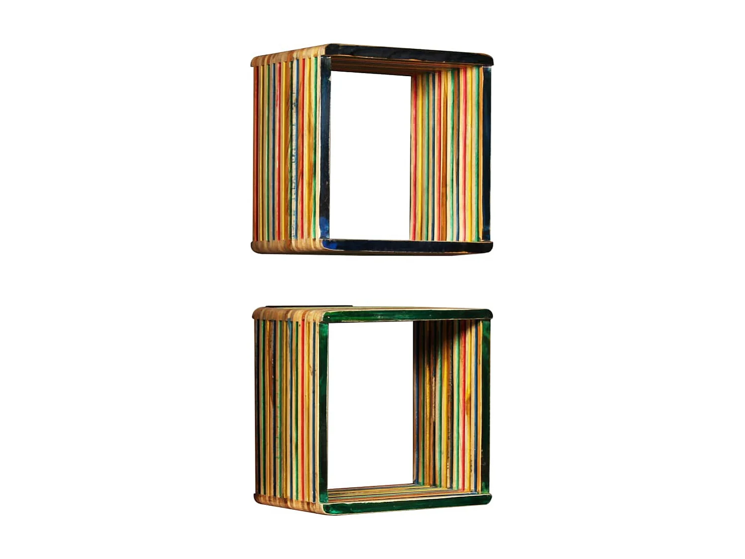 Set di 3 mensole da parete, in teak massello riciclato, multicolore