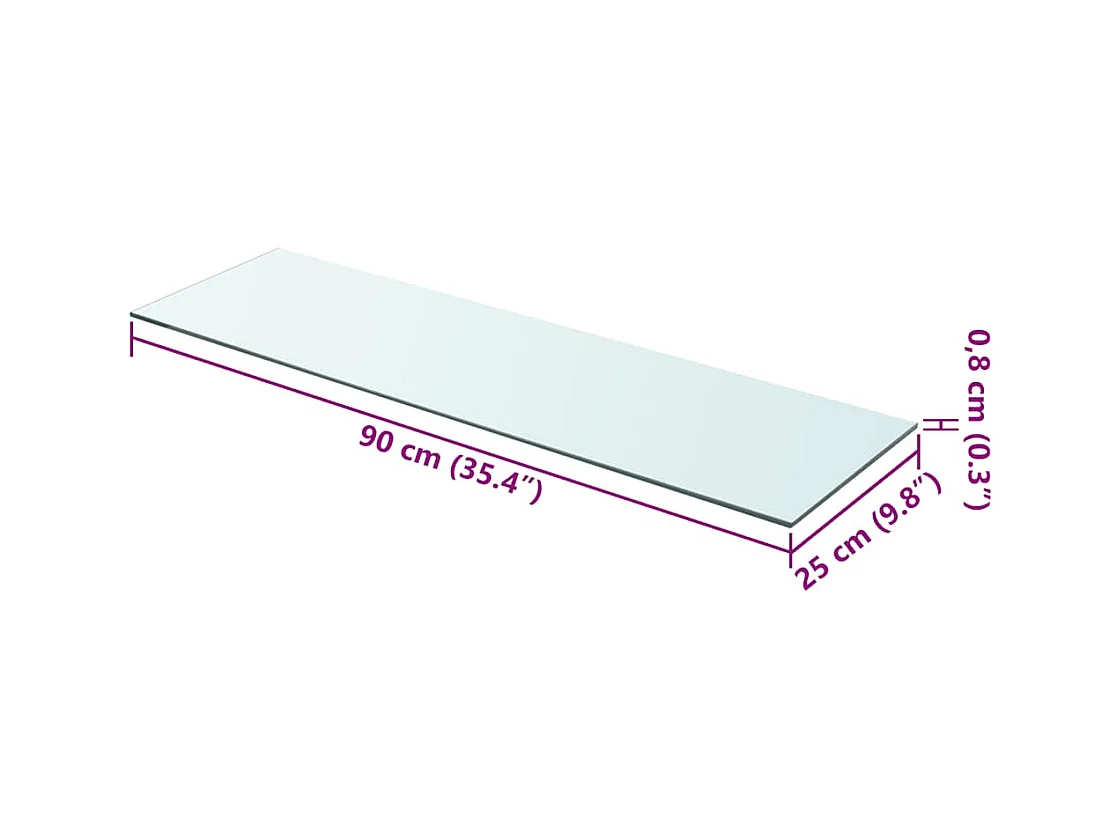 Panneaux d'étagère 2 pcs Verre Transparent 90 x 25 cm