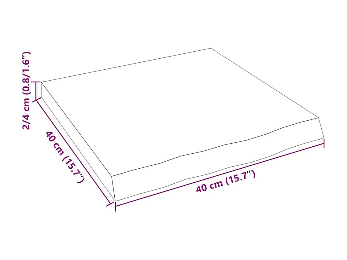 Estante de pared 40x40x(2-4)cm madera maciza de roble sin tratar