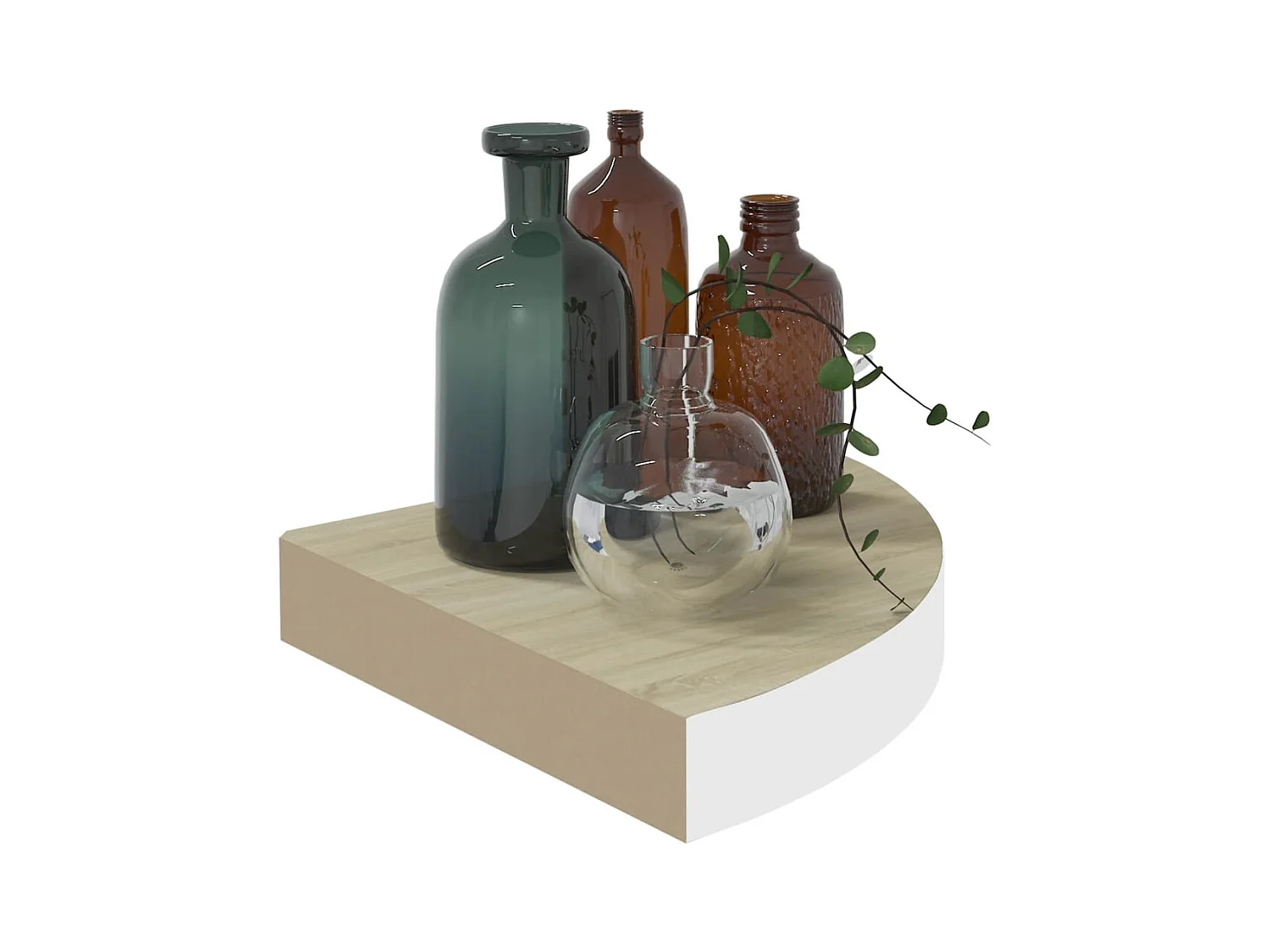 Étagère d'angle murale Chêne et blanc 35x35x3,8 cm MDF