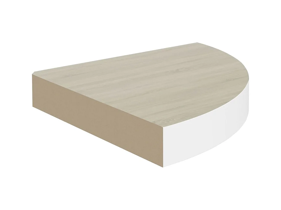 Étagère d'angle murale Chêne et blanc 35x35x3,8 cm MDF