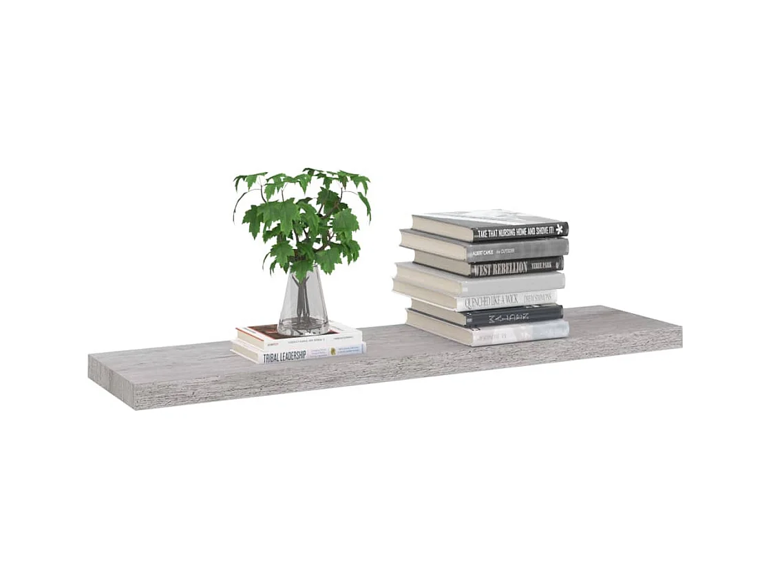 Mensola sospesa da parete grigio cemento 90x23,5x3,8 cm MDF