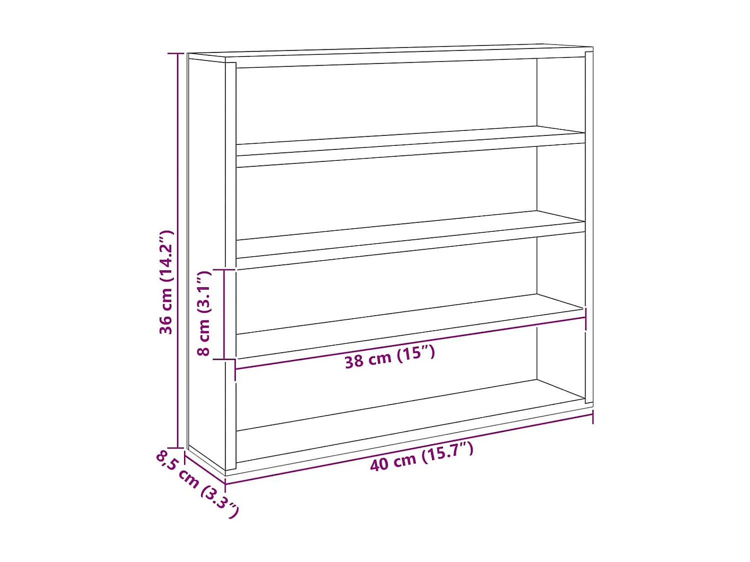 Scatola espositiva in legno marrone 40 x 8,5 x 37 cm compensato