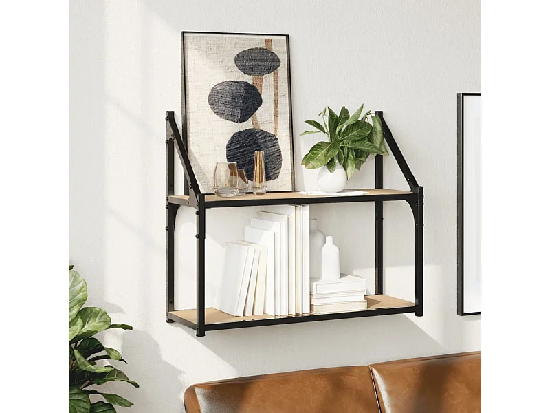 Étagère murale 2 niveaux chêne sonoma 60x21x51 cm