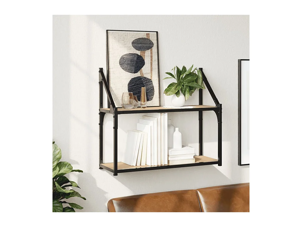 Étagère murale 2 niveaux chêne sonoma 60x21x51 cm