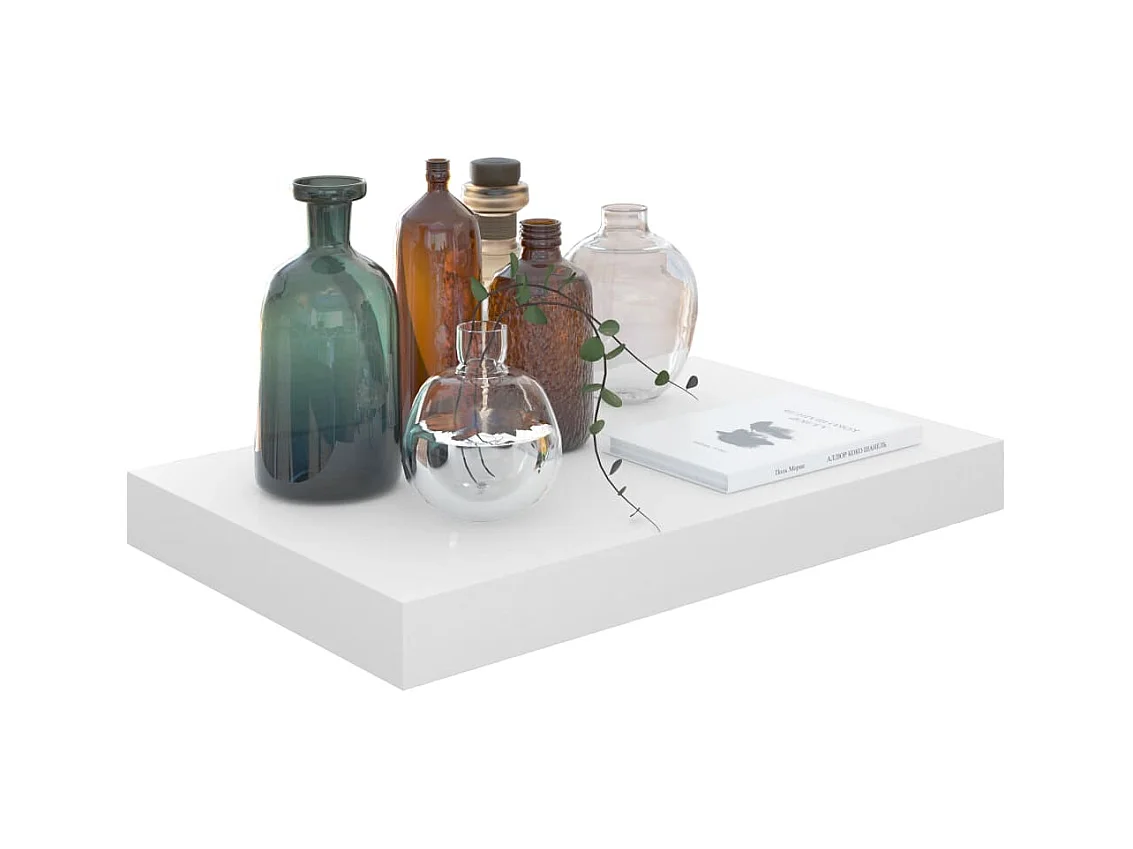 Mensola da parete sospesa 4 pezzi Bianco lucido 40x23x3,8 cm MDF