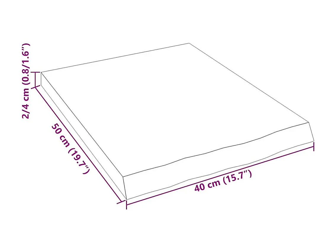 Étagère murale 40x50x(2-4)cm bois de chêne massif non traité