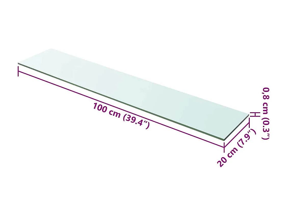 Panneaux d'étagère 2 pcs Verre Transparent 100 x 20 cm